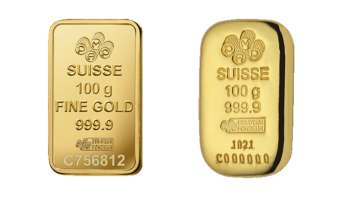 PAMP Suisse Minted and Cast gold bar